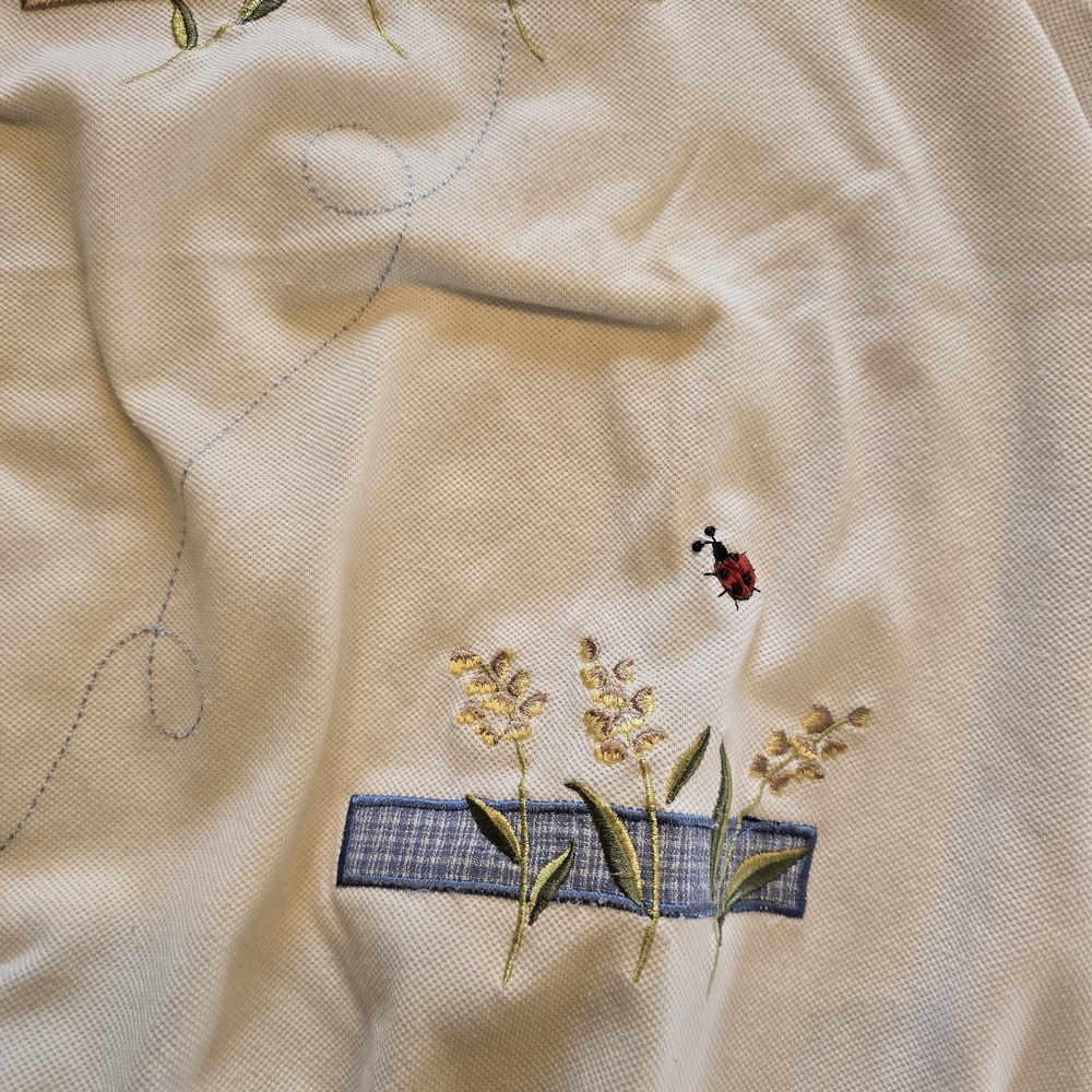 Vintage 90s Alfred Dunner 1X Floral Bee Ladybug Embroidered Tee Shirt - Picture 3 of 6
